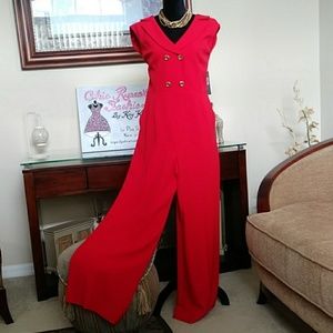 tahari red jumpsuit